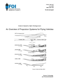 An Overview of Propulsion Systems for Flying Vehicles