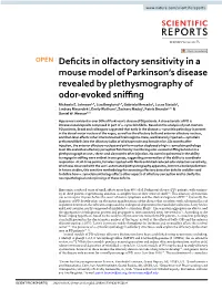 Deficits in Olfactory Sensitivity in a Mouse Model of Parkinson's
