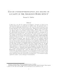 Gauge-Underdetermination and Shades of Locality in the Aharonov-Bohm Effect*