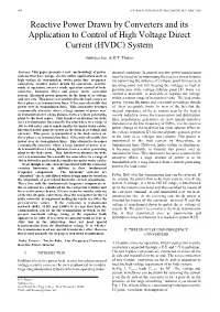 Reactive Power Drawn by Converters and Its Application to Control of High Voltage Direct Current (HVDC) System