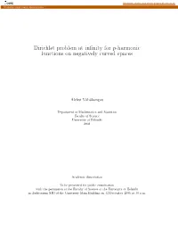 Dirichlet Problem at Infinity for P-Harmonic Functions on Negatively