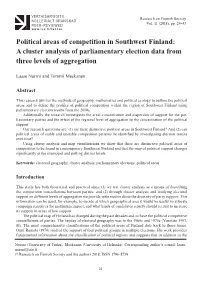 Political Areas of Competition in Southwest Finland: a Cluster Analysis of Parliamentary Election Data from Three Levels of Aggregation
