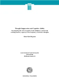 Thought Suppression and Cognitive Ability