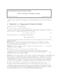 Basics of Statistical Machine Learning 1 Parametric Vs. Nonparametric