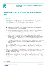 Bristol Water – Response to 2019/20 Data for Base Cost Models – Working Paper