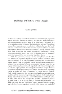 Dialectics, Difference, Weak Thought