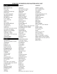 Endless Summer Song List