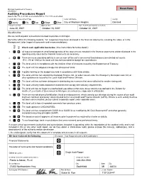 Form 496, Auditing Procedures Report