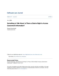 Is There a Charter Right to Access Government Information?