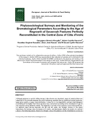 Phytosociological Surveys and Monitoring of the Bromatological