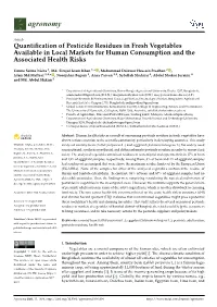 Quantification of Pesticide Residues in Fresh Vegetables Available