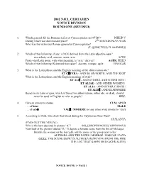 2002 Njcl Certamen Novice Division Round One (Revised)