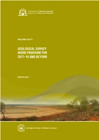 Geological Survey Work Program for 2017-18 and Beyond