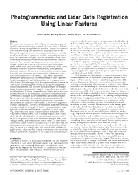 Photogrammetric and Lidar Data Registration Using Linear Features