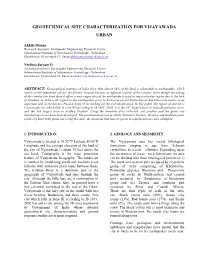 Geotechnical Site Characterization for Vijayawada Urban