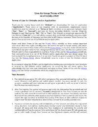 Lion Air Group Terms of Use As of 15 July, 2020 Terms of Use for Website And/Or Application