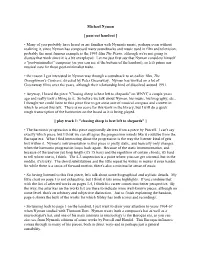 Michael Nyman [ Pass out Handout ] • Many of You Probably Have Heard