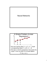 Neural Networks a Simple Problem (Linear Regression)