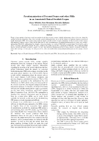 Pseudonymisation of Personal Names and Other Phis in an Annotated