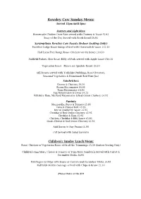 Rowdey Cow Sunday Menu: (Served 12Pm Until 3Pm)