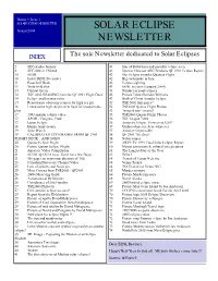 SOLAR ECLIPSE NEWSLETTER SOLAR ECLIPSE January 2004 NEWSLETTER