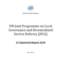 UN Joint Programme on Local Governance and Decentralized Service Delivery (JPLG)