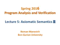 Axiomatic Semantics II