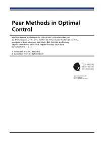 Peer Methods in Optimal Control
