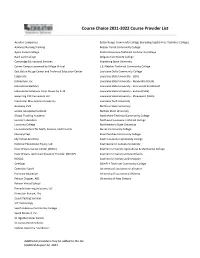 2020-2021 SCA/Course Choice Provider List