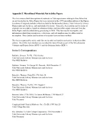 Appendix 5. Microfilmed Materials Not in Stiles Papers. Ezra Stiles Papers