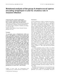 Mutational Analysis of the Group a Streptococcal Operon Encoding Streptolysin S and Its Virulence Role in Invasive Infection