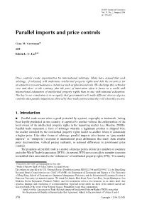Parallel Imports and Price Controls