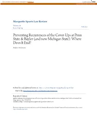 Preventing Recurrences of the Cover-Ups at Penn State & Baylor (And Now Michigan State): Where Does It End? Andrew Solomon