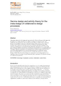 Service Design and Activity Theory for the Meta-Design of Collaborative Design Processes