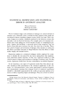 Statistical Significance and Statistical Error in Antitrust Analysis