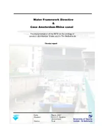 Water Framework Directive & Case Amsterdam-Rhine Canal