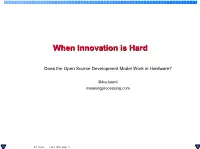 When Innovation Is Hard