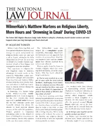 Wilmerhale's Matthew Martens on Religious Liberty, More Hours and 'Drowning in Email' During COVID-19