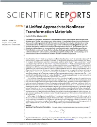 A Unified Approach to Nonlinear Transformation Materials