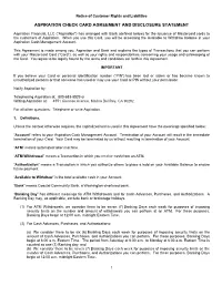 Check Card Agreement and Disclosure Statement