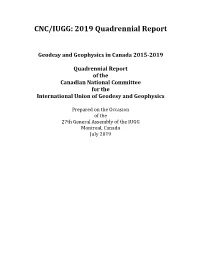 CNC/IUGG: 2019 Quadrennial Report