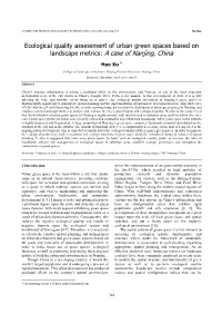 Ecological Quality Assessment of Urban Green Spaces Based on Landscape Metrics: a Case of Nanjing, China