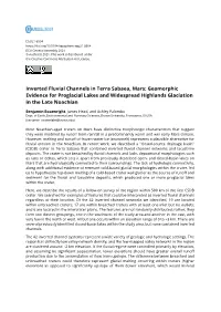 Inverted Fluvial Channels in Terra Sabaea, Mars: Geomorphic Evidence for Proglacial Lakes and Widespread Highlands Glaciation in the Late Noachian