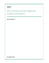 SDL Contenta Server Upgrade Guide for Windows