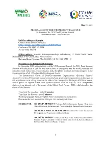 1 May 18, 2021 PROGRAMME OF