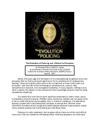 The Evolution of Policing and a Return to Principles Nearly 200 Years Ago