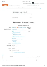 Advanced Science Letters