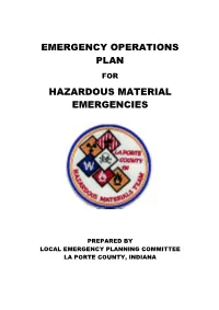 Emergency Operations Plan Hazardous Material