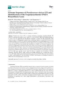 Genome Sequence of Pseudomonas Stutzeri 273 and Identification of the Exopolysaccharide EPS273 Biosynthesis Locus