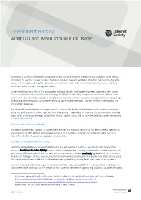 Government Hacking What Is It and When Should It Be Used?